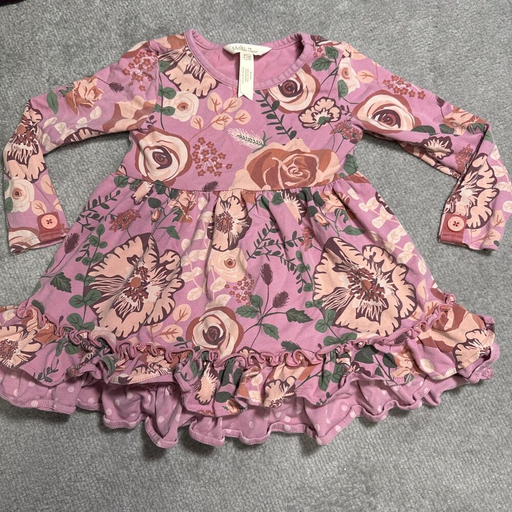 Matilda Jane 18-24 Months Floral Dress Pink Ruffle Long Sleeve